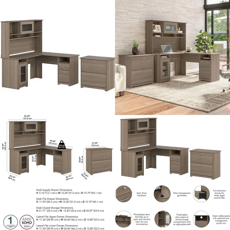 File Cabinet Lateral - USA Stock L Shaped Home Office