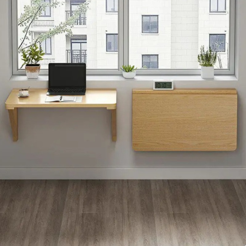 Office Furniture For Small Spaces - Wall Mounted Folding Desk, Solid Wood