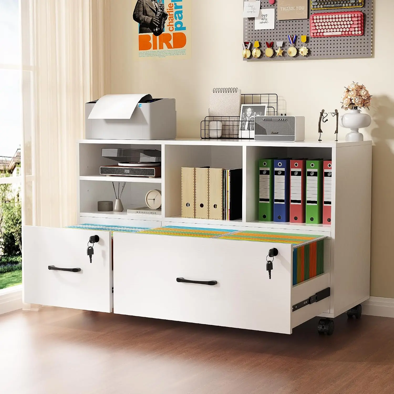 File Cabinet Lateral - 2 Drawer Mobile Lateral File Cabinet
