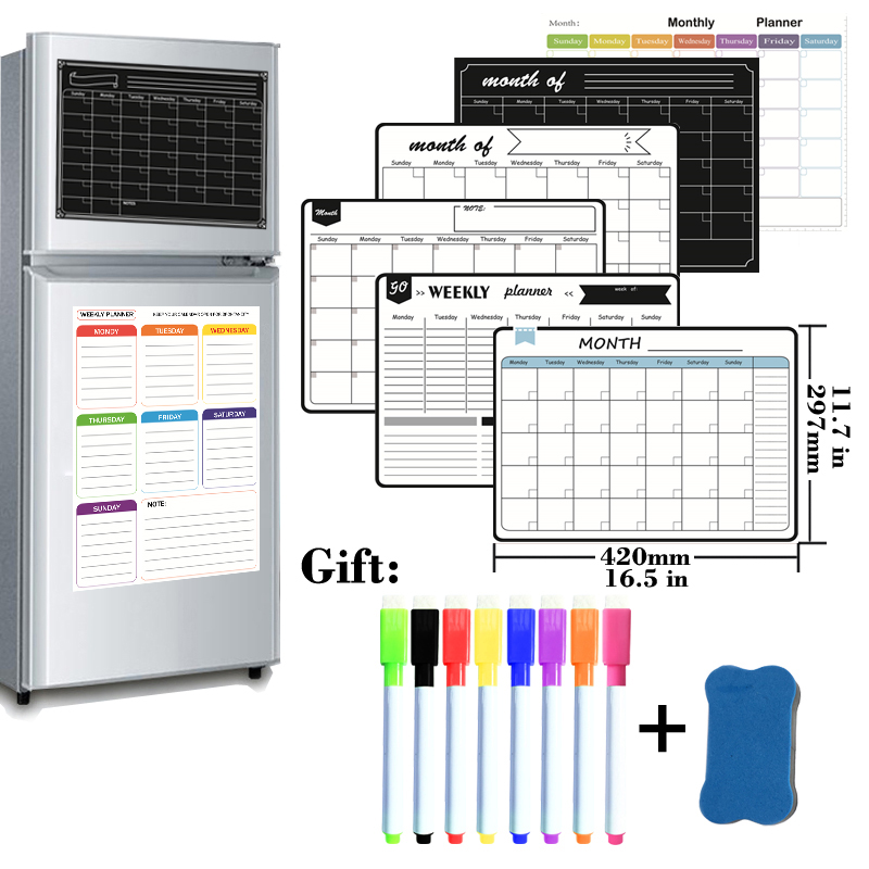 Magnetic Whiteboard Calendar - A3 Size Magnetic Monthly Weekly Planner