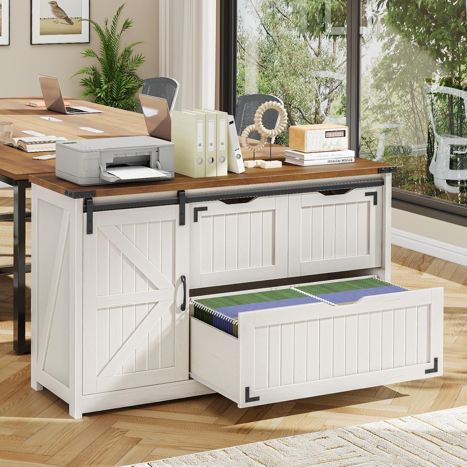 File Cabinet Lateral - Off White 47.8 Inch Farmhouse Lateral