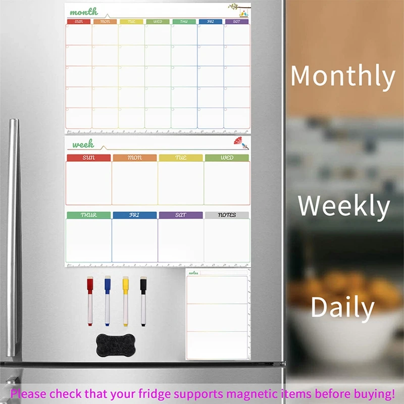 Magnetic Whiteboard Calendar - Hàng Ngày Tuần Tháng Kế Hoạch