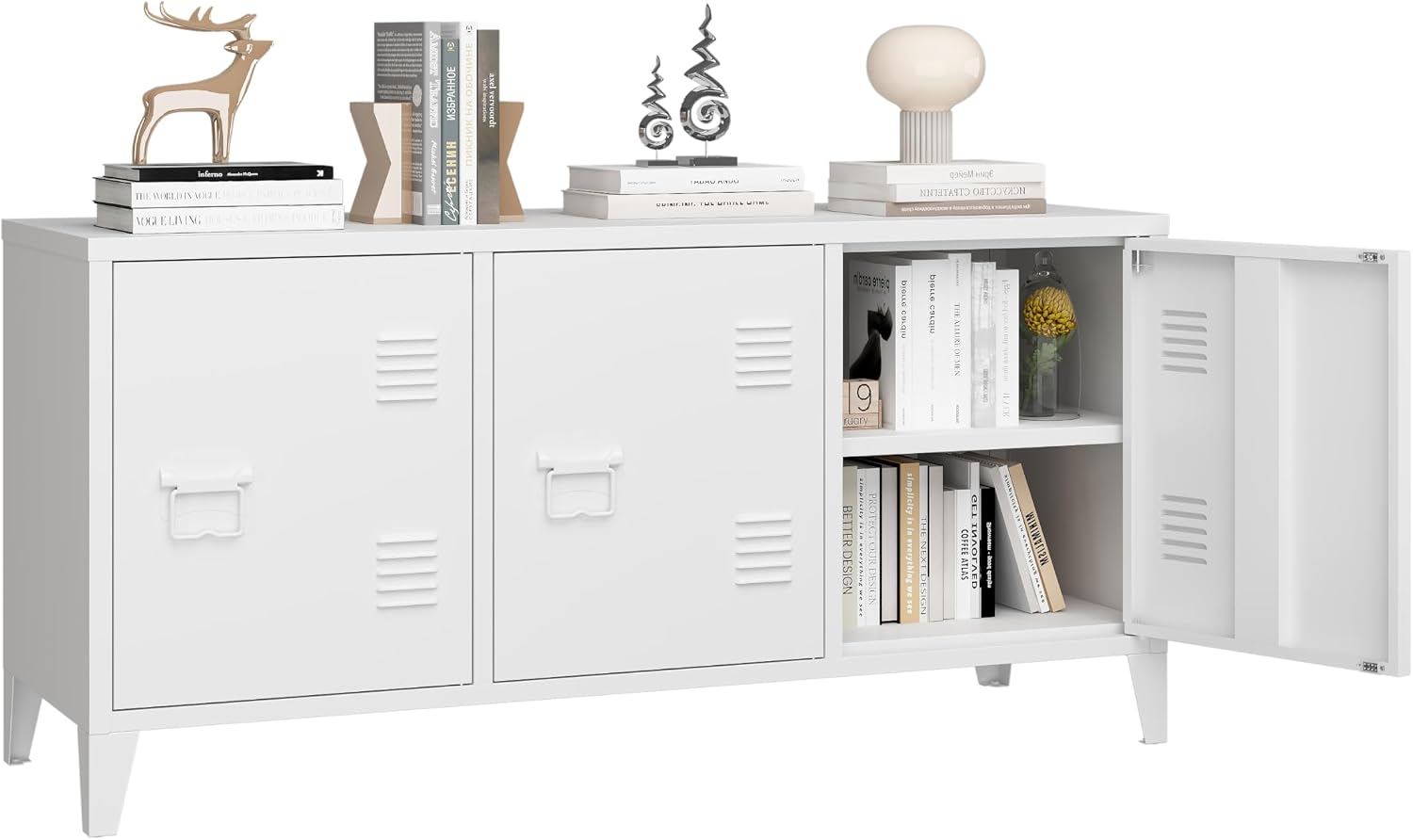 Office Furniture Credenza - Modern TV Stand Entertainment Center, Metal