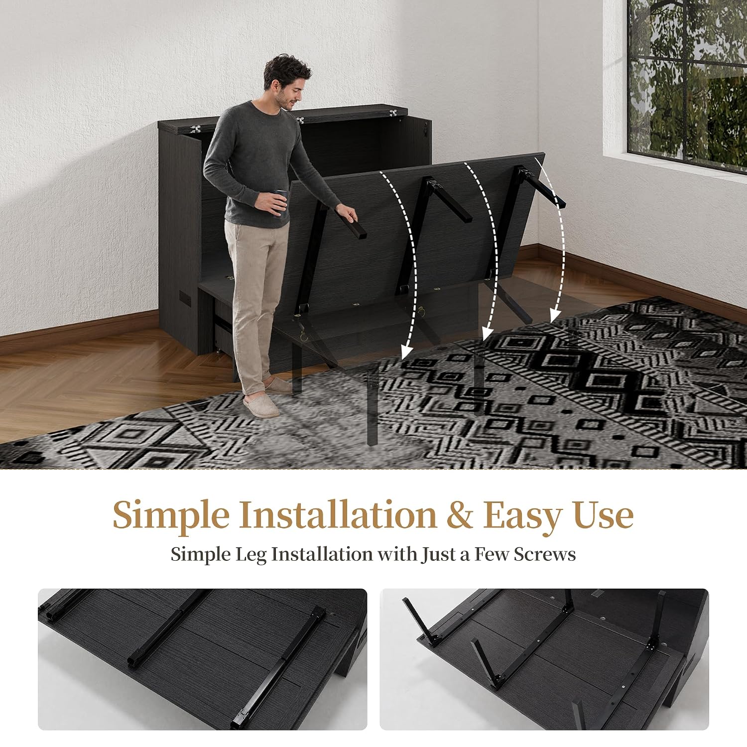 Murphy Bed Storage Drawer LED  - đánh giá và giá Office Furniture For Small Spaces