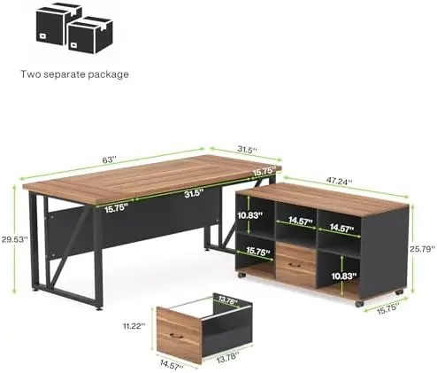 63 inches Executive Desk and 4 - đánh giá và giá File Cabinet Lateral