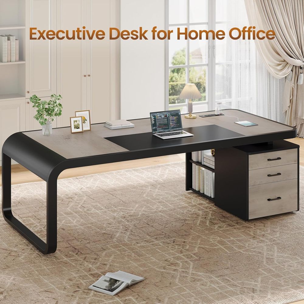 70.9 Large Gray Executive Desk - đánh giá và giá File Cabinet Lateral