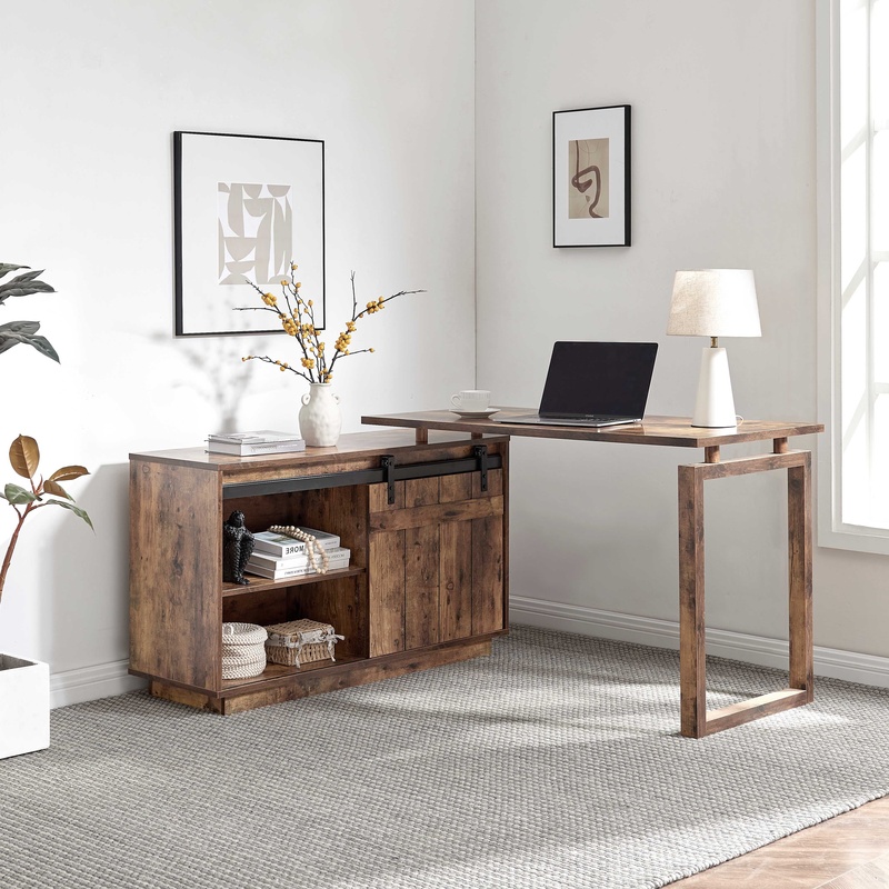 L-Shaped Desk with Credenza St - đánh giá và giá Office Furniture Credenza