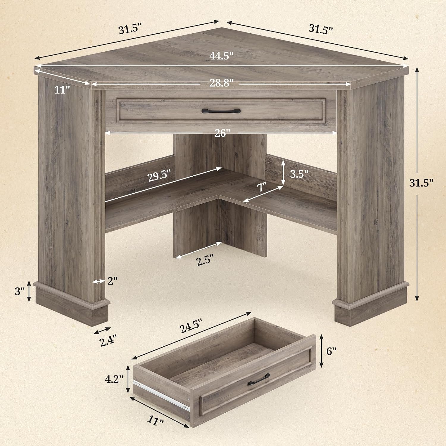Triangle Computer Desk with Dr - đánh giá và giá Office Furniture For Small Spaces