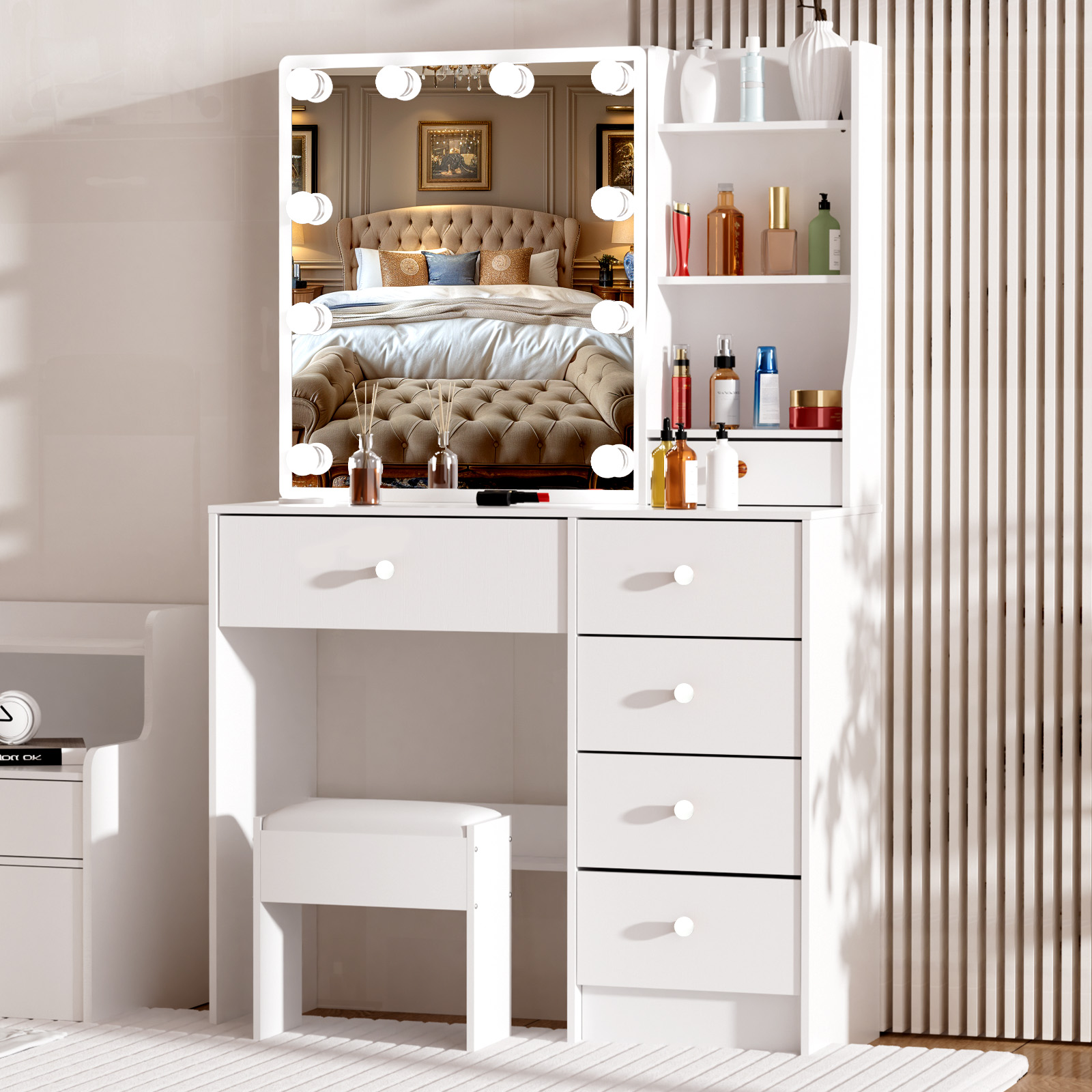 Modern White Makeup Vanity Des - đánh giá và giá Office Furniture Credenza