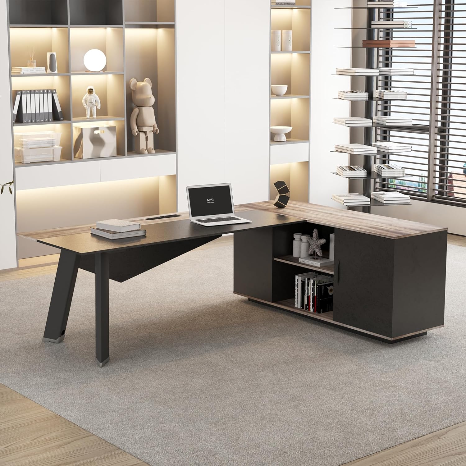 63in L-Shaped Executive Desk w - đánh giá và giá File Cabinet Lateral
