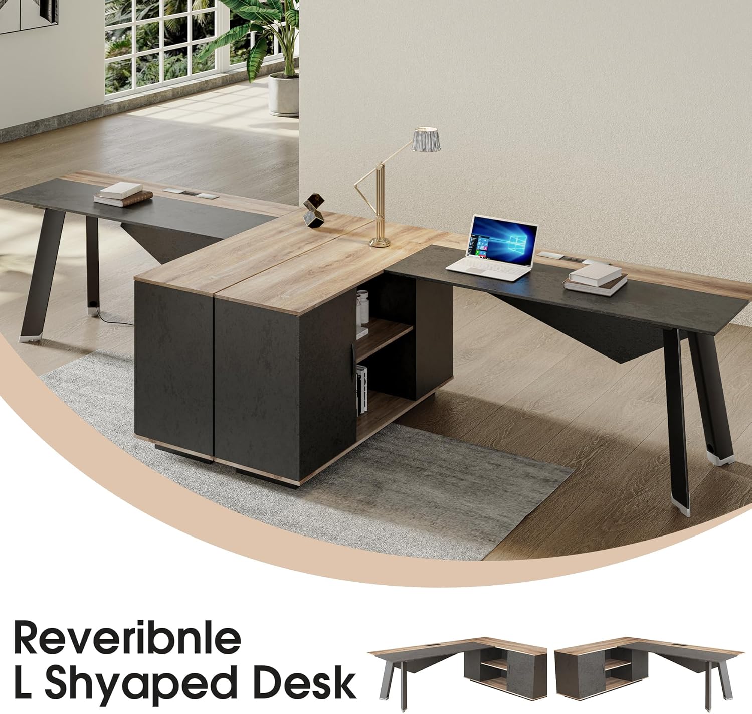 63in L-Shaped Executive Desk w - đánh giá và giá File Cabinet Lateral