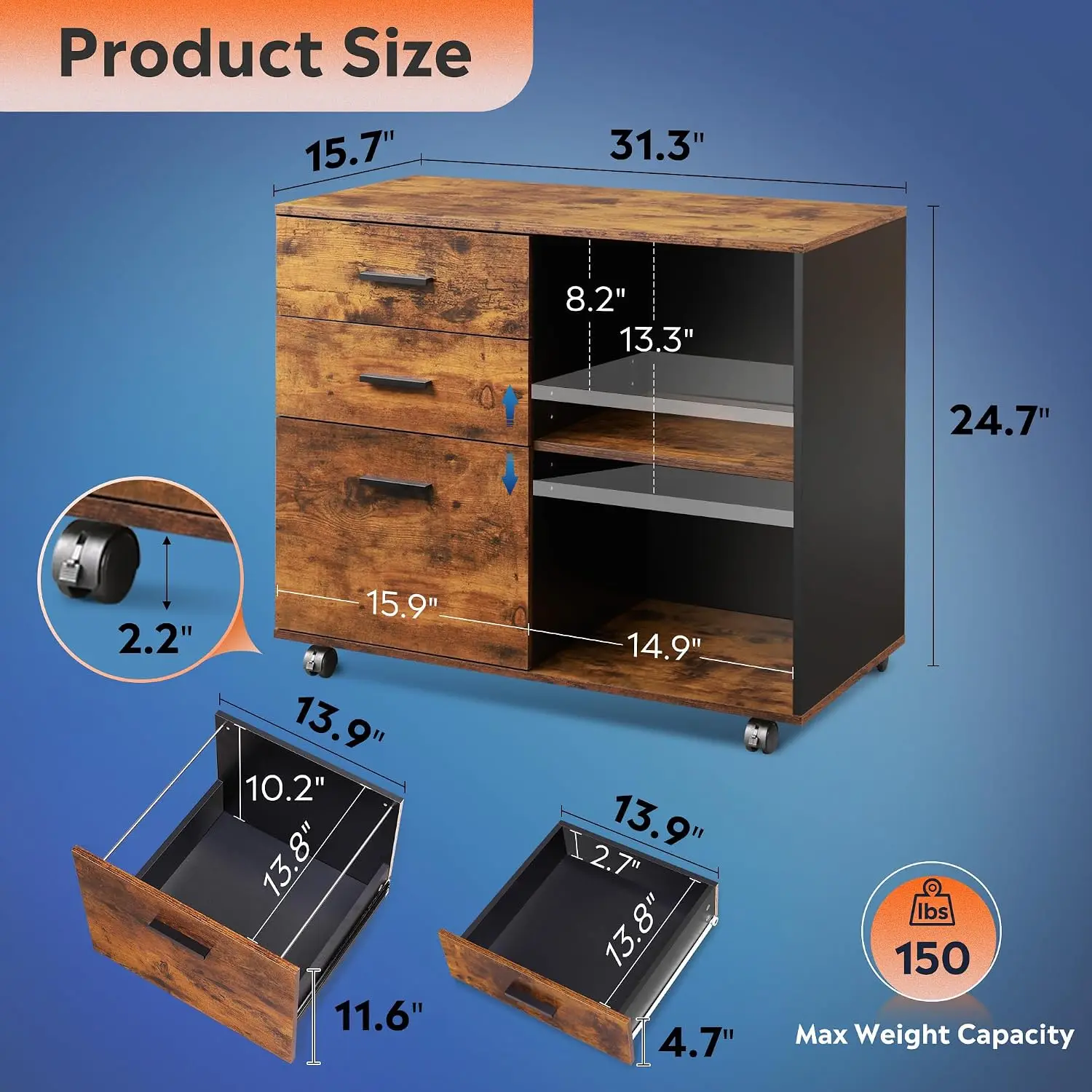 3-Drawer Mobile File Cabinet,  - đánh giá và giá File Cabinet Lateral