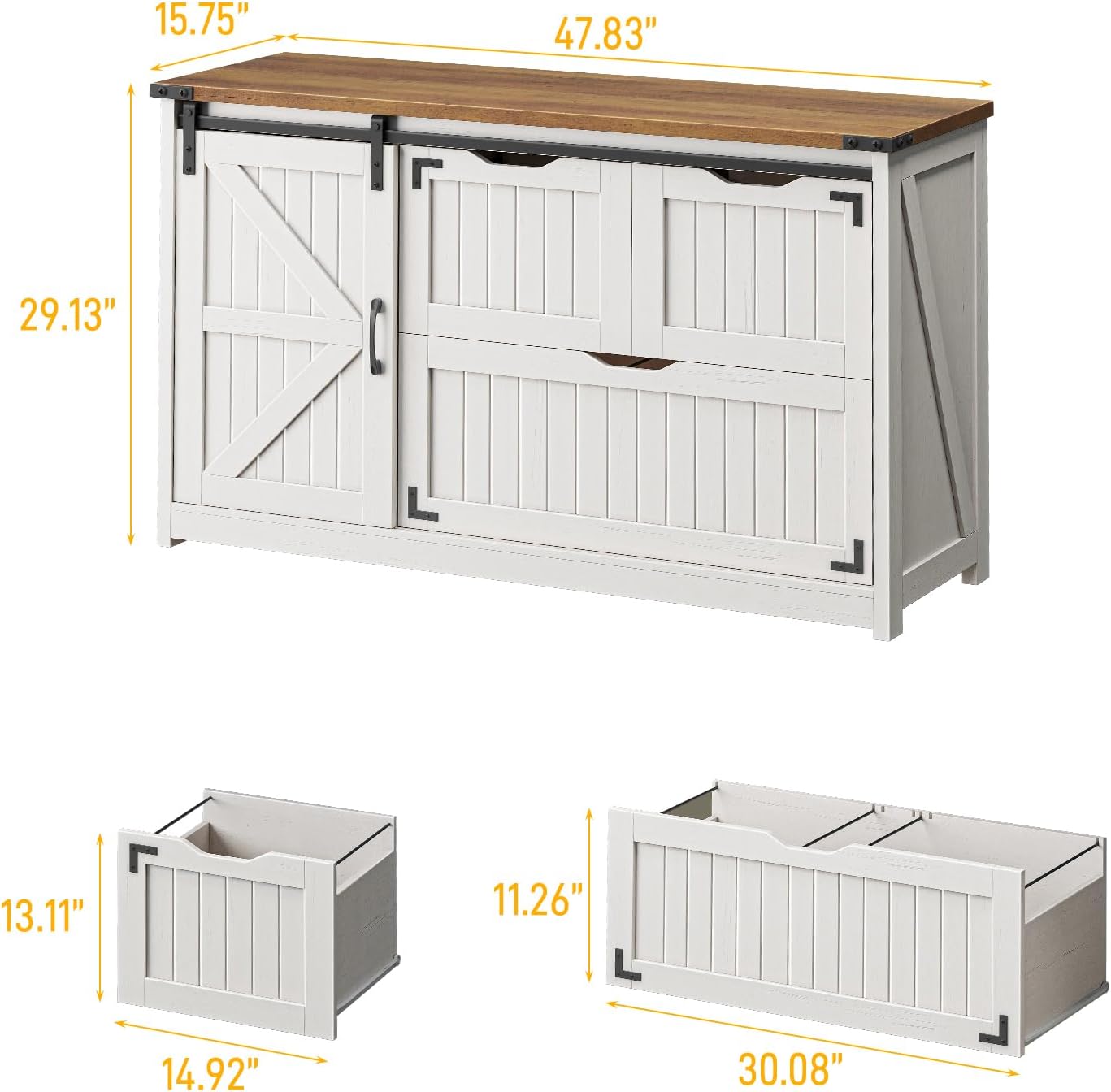 Off White 47.8 Inch Farmhouse  - đánh giá và giá File Cabinet Lateral